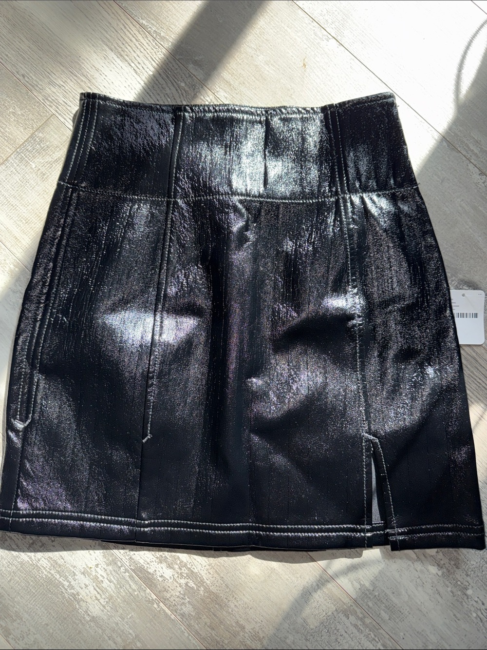 Free People Shimmery Black Paneled Mini Skirt